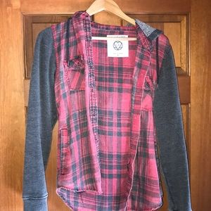 Distressed flannel button up